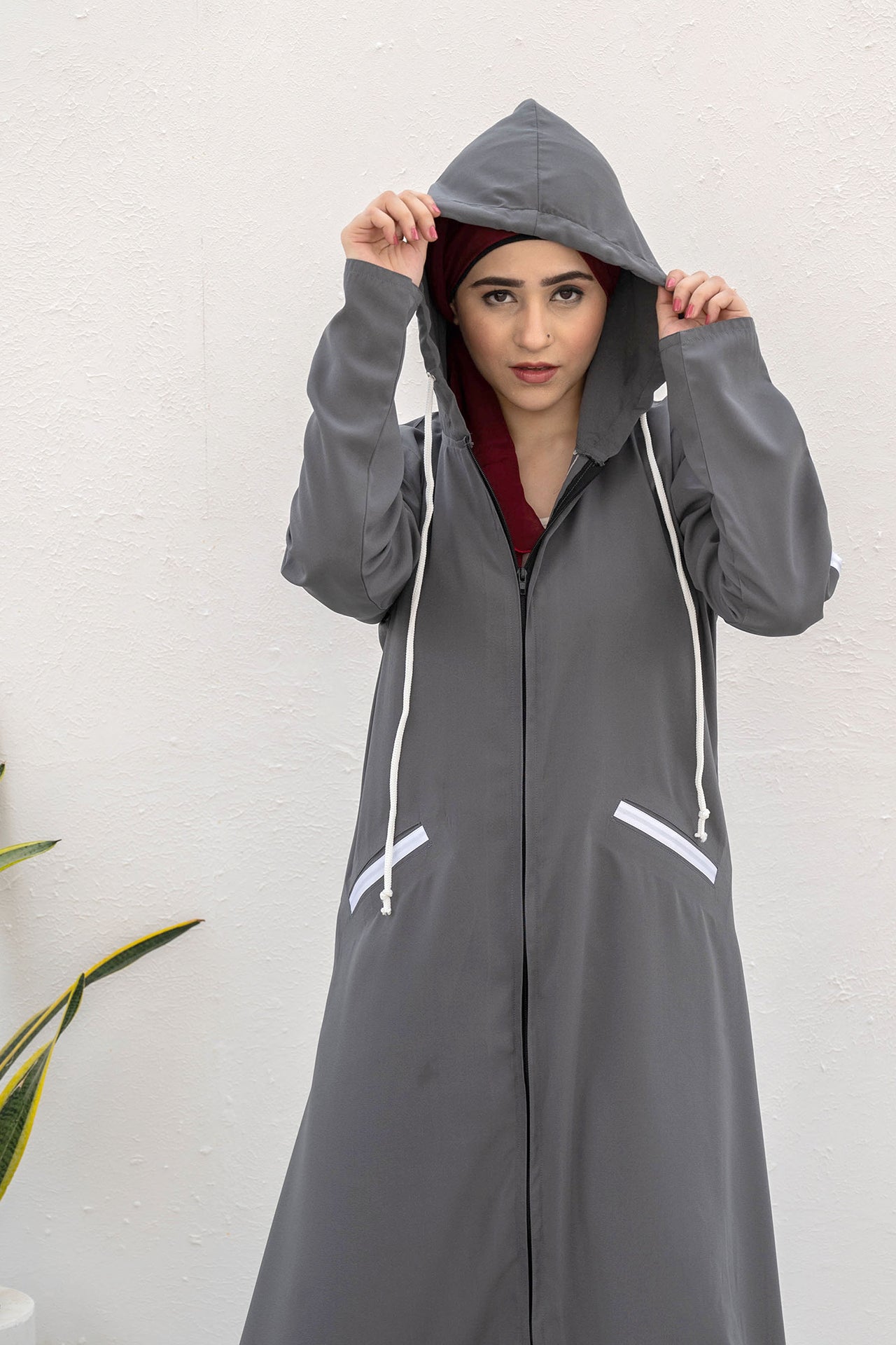 Modest Hoodie Abaya – Smokey Grey