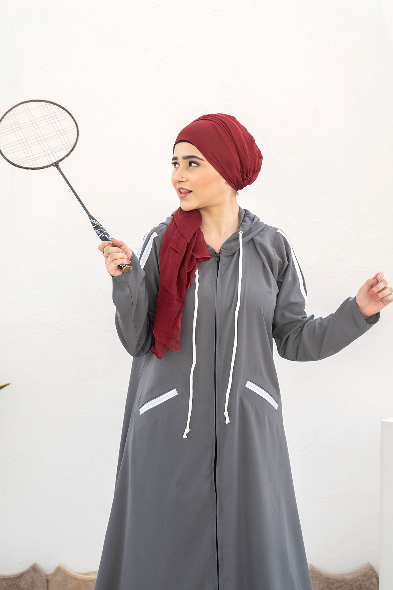 Modest Hoodie Abaya – Smokey Grey