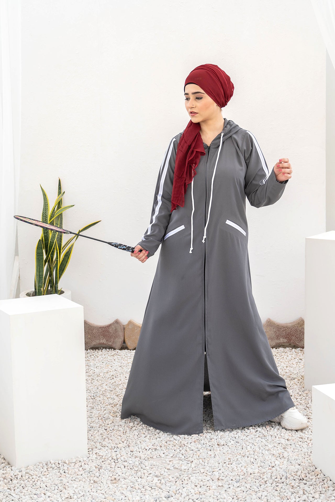 Modest Hoodie Abaya – Smokey Grey