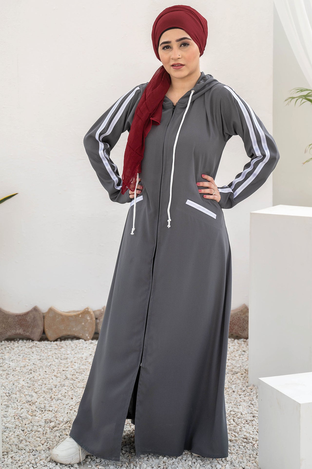 Modest Hoodie Abaya – Smokey Grey